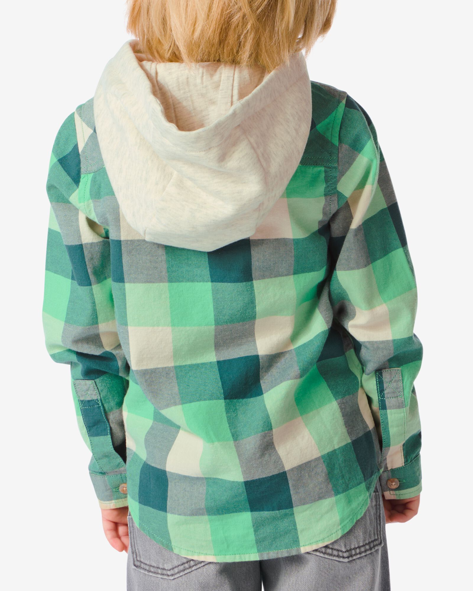 kinderoverhemd met capuchon geruit groen 98/104 - 30776645 - HEMA
