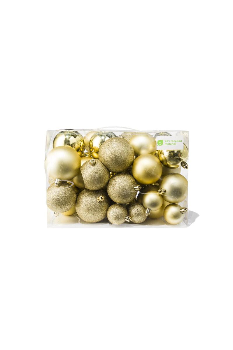 kerstballen gerecycled plastic goud - 44 stuks - HEMA