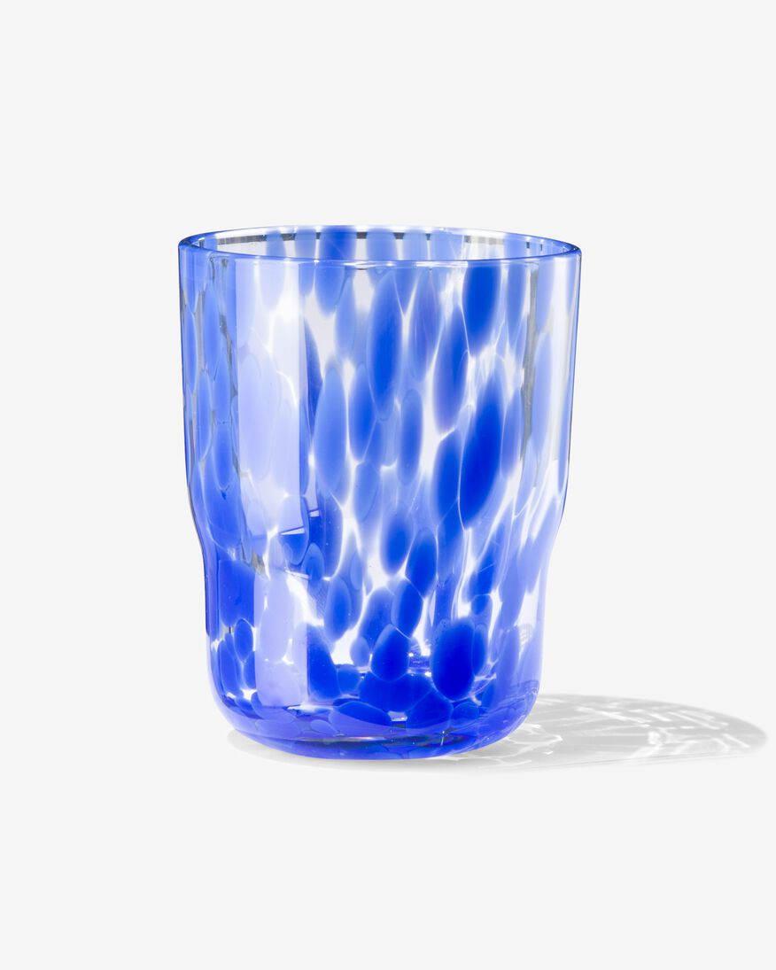 waterglas Bergen gevlekt blauw 290ml - HEMA