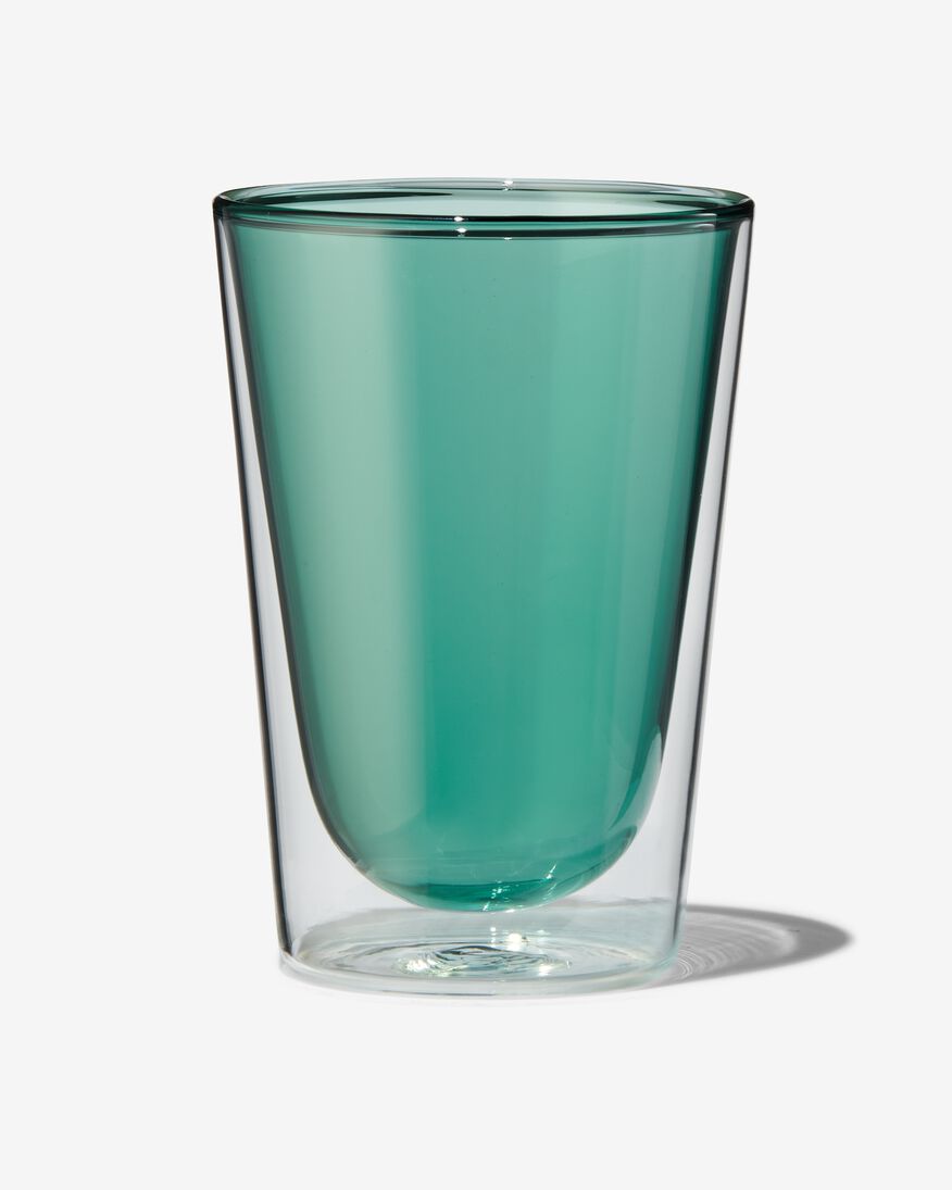 dubbelwandig glas 350ml groen - HEMA