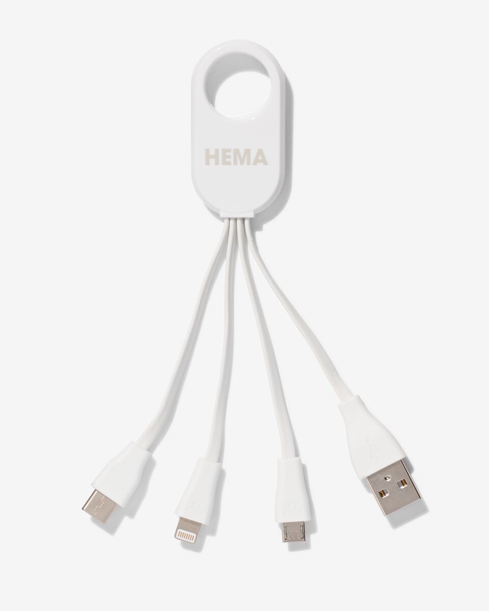 4-in-1 USB laadkabel, USB-C, micro USB & 8 pin - HEMA