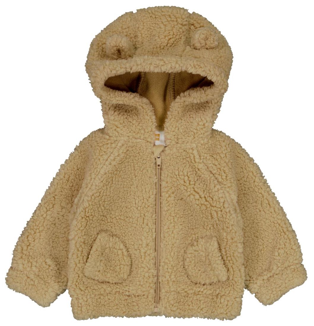 newborn jas met capuchon teddy beige - HEMA
