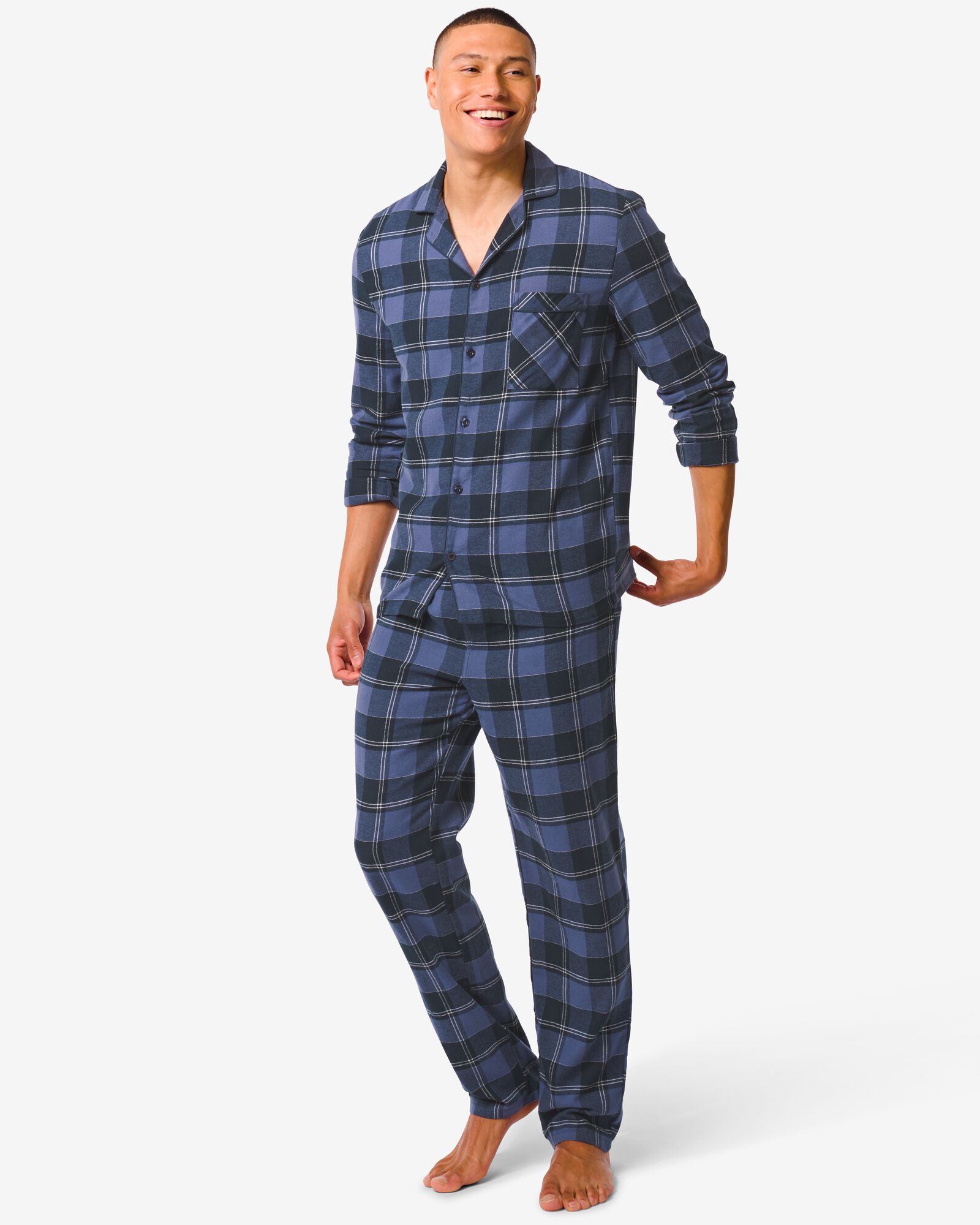 heren pyjama met ruiten flanel - HEMA