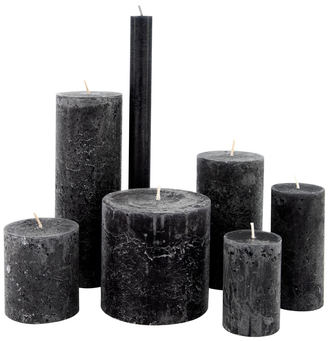 rustieke kaarsen zwart - HEMA
