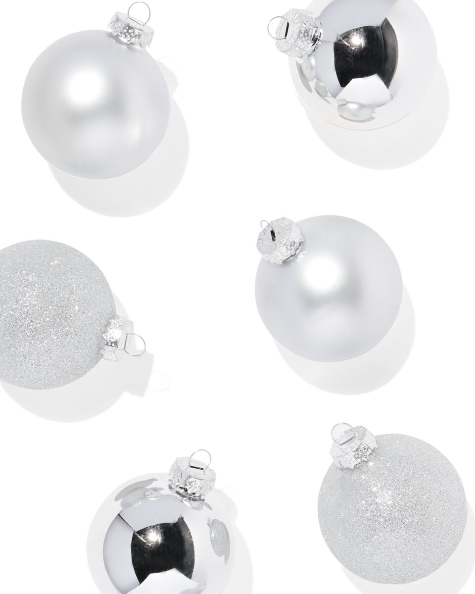 kerstballen glas zilver Ø7 cm - 6 stuks - HEMA