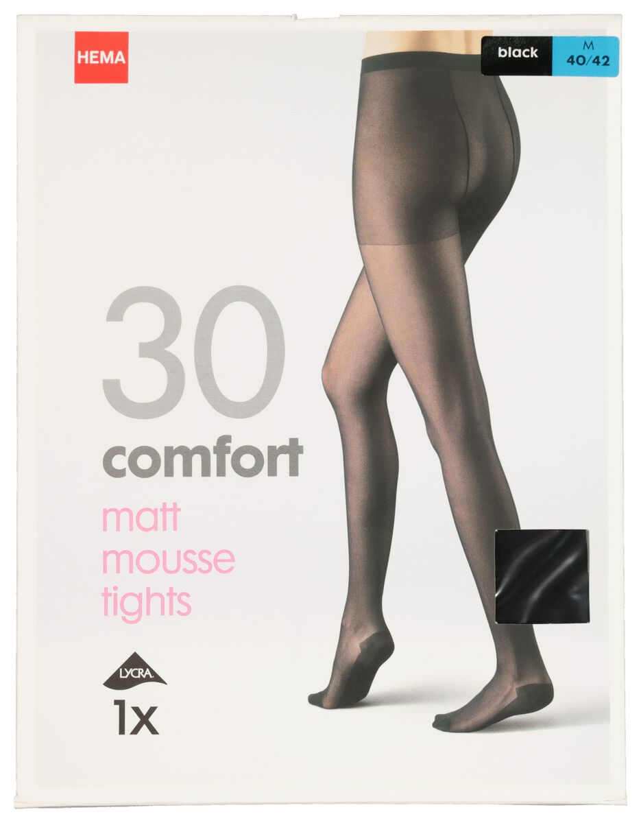 comfort panty matt-mousse 30 denier zwart - HEMA