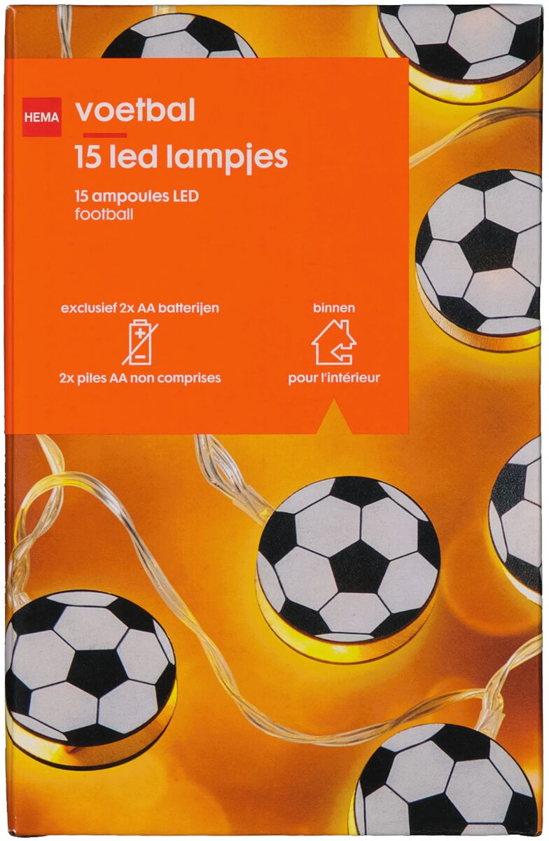 lichtsnoer met 15 LED lampjes voetbal 2.5m - HEMA
