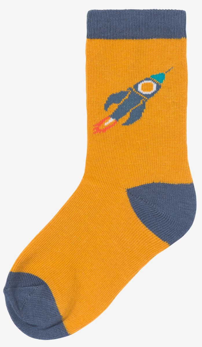 kinder sokken met katoen - 5 paar blauw - HEMA
