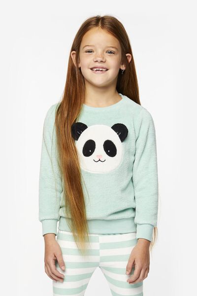 kinderpyjama fleece panda lichtgroen - HEMA