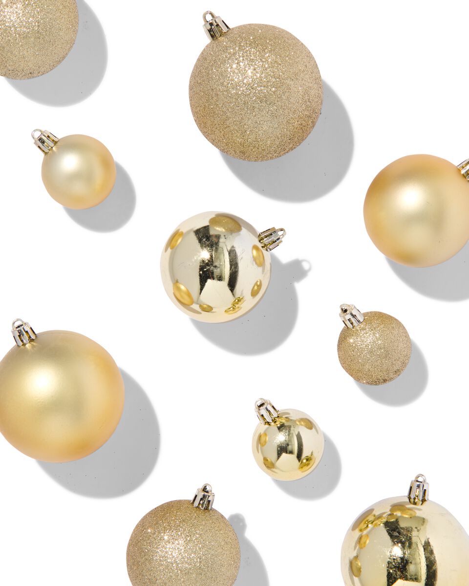 kerstballen gerecycled plastic goud - 44 stuks - HEMA