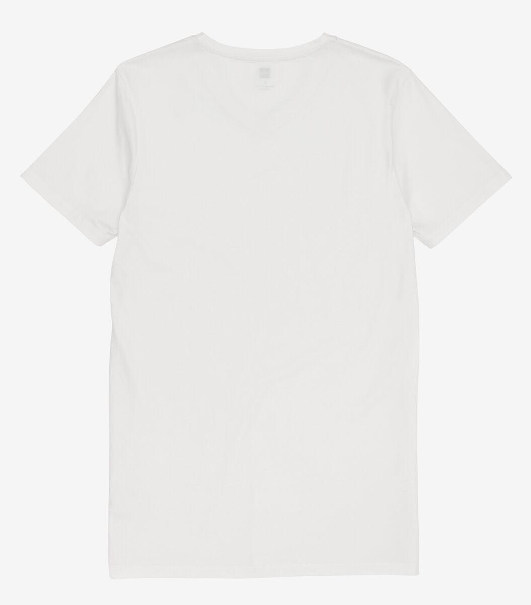 t-shirt slim fit v-hals lang wit - HEMA
