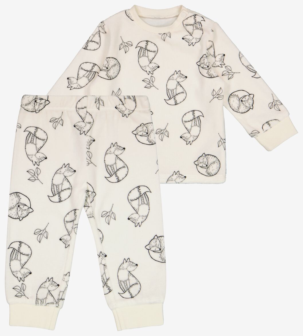 baby pyjama velvet vos wit - HEMA