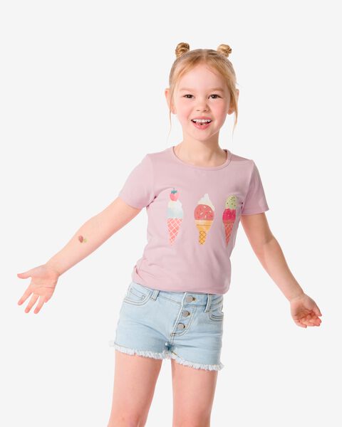 kinder t-shirt met ijsjes lila - HEMA