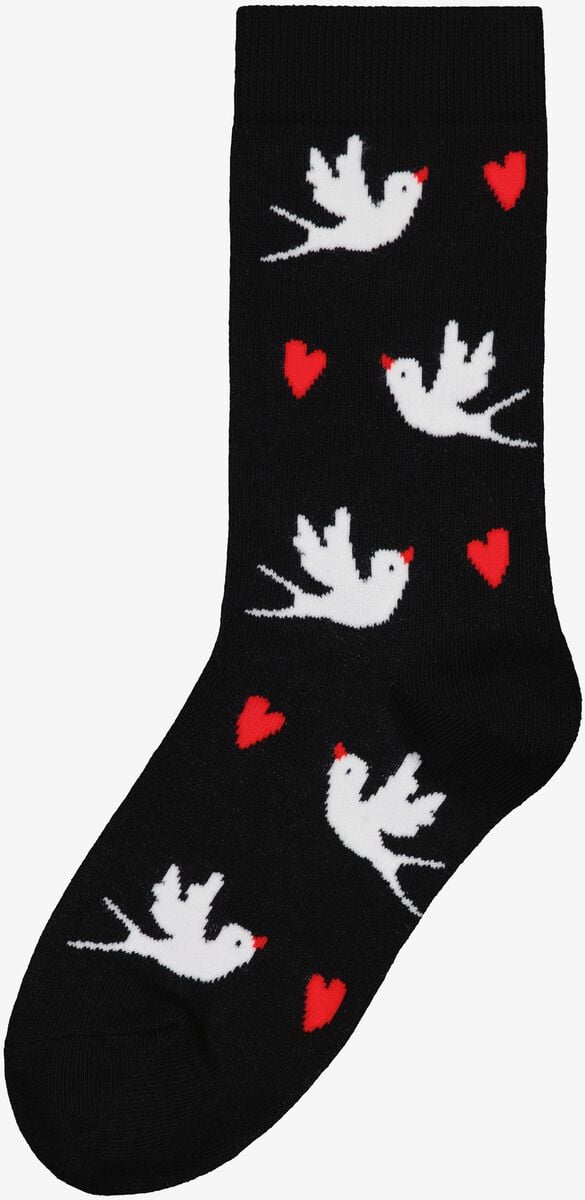 sokken met katoen lovebirds zwart - HEMA