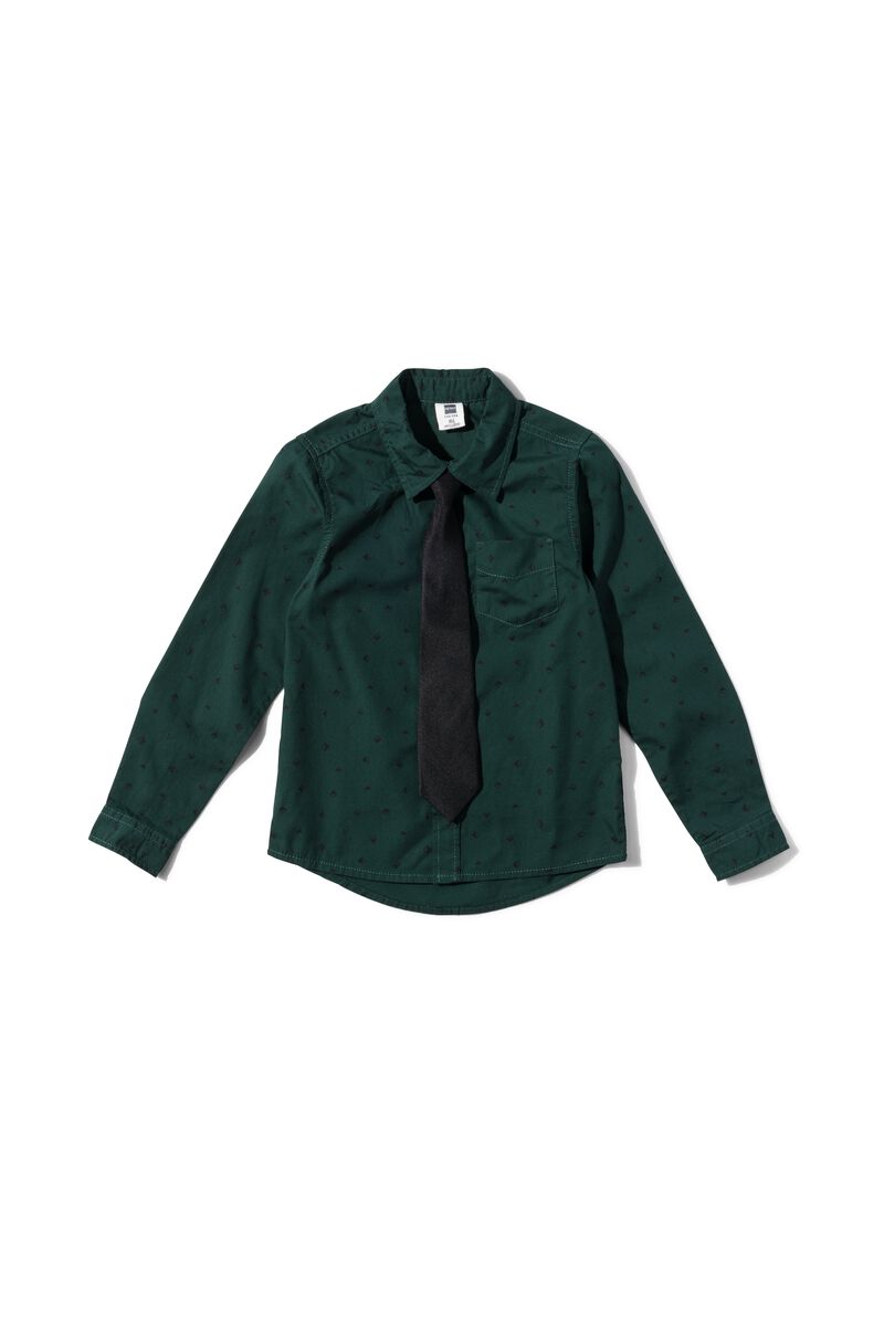 kinder overhemd met stropdas groen - HEMA