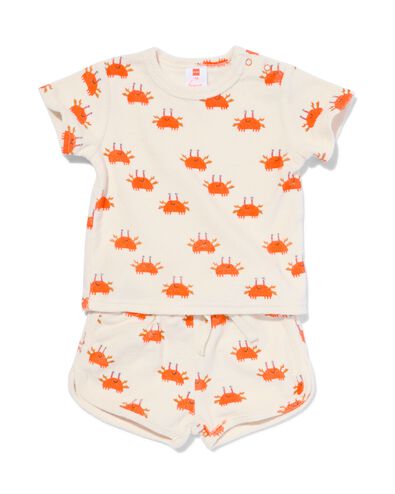 baby kledingset badstof t-shirt en short krabben ecru 74 - 33102653 - HEMA