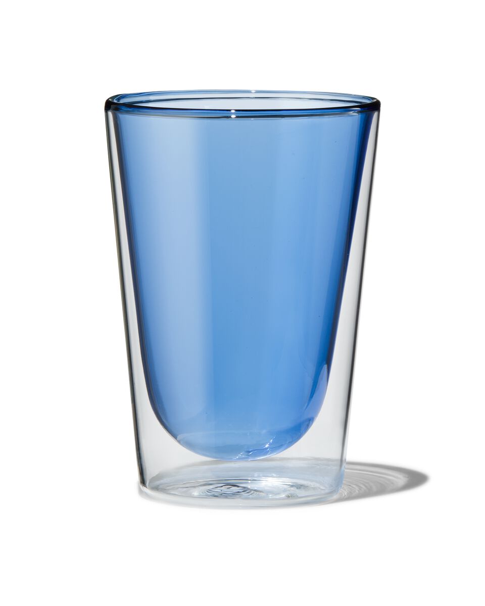 Assortiment Sijpelen Kolibrie dubbelwandig glas 350ml blauw - HEMA