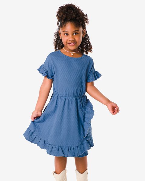 kinder jurk met ruffles blauw - HEMA