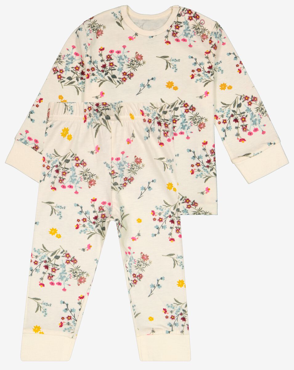 baby pyjama katoen bloemen wit - HEMA
