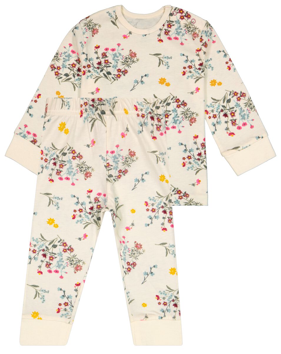 baby pyjama katoen bloemen wit - HEMA