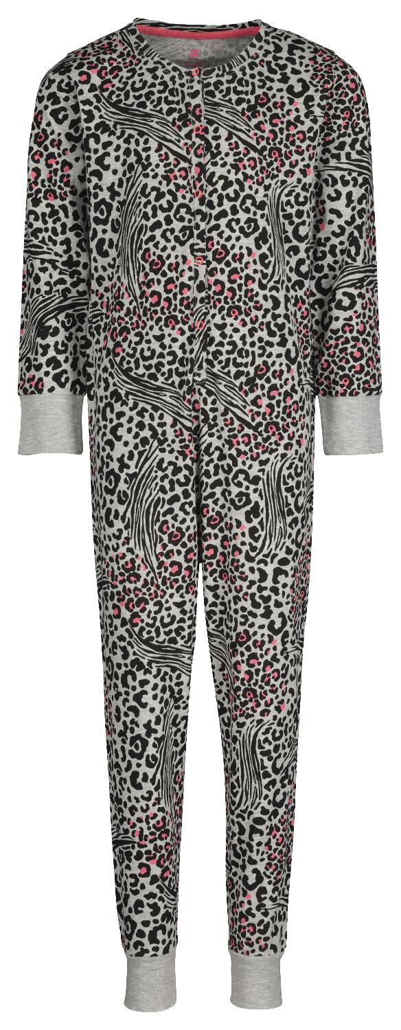 Ontwaken van Terzijde kinder jumpsuit pyjama dierenprint grijsmelange - HEMA
