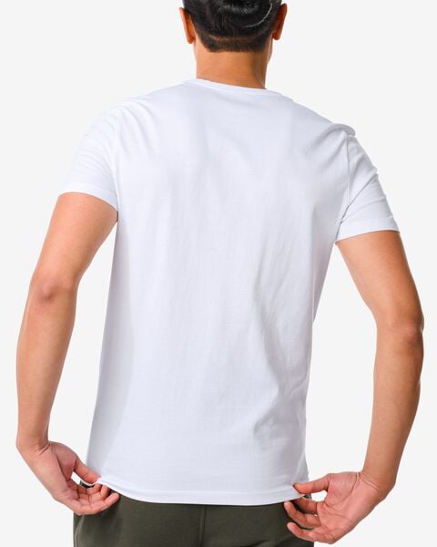 heren t-shirt regular fit o-hals - 2 stuks wit - HEMA