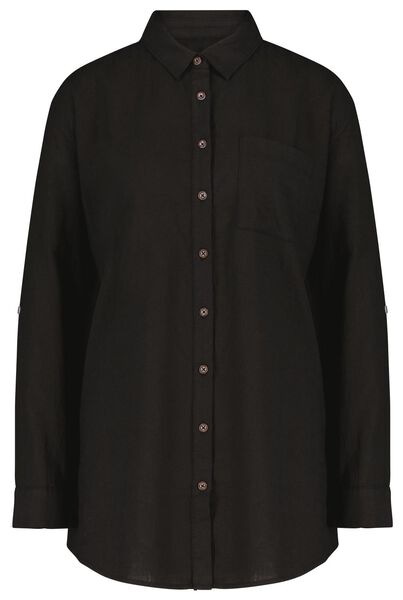 dames blouse met linnen zwart - HEMA