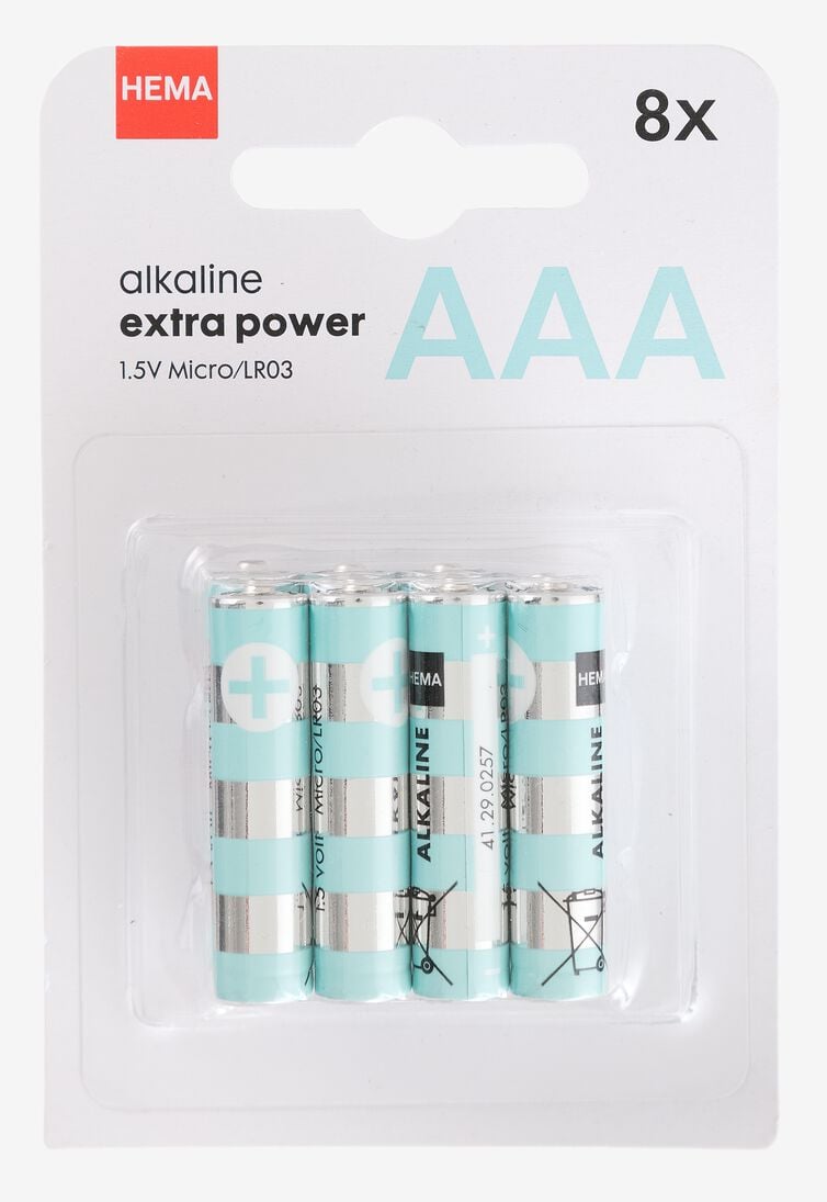 spontaan Rentmeester Verfrissend AAA alkaline extra power batterijen - 8 stuks - HEMA