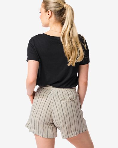 dames korte broek Isla met linnen wit/zwart wit/zwart - 36279170WHITEBLACK - HEMA