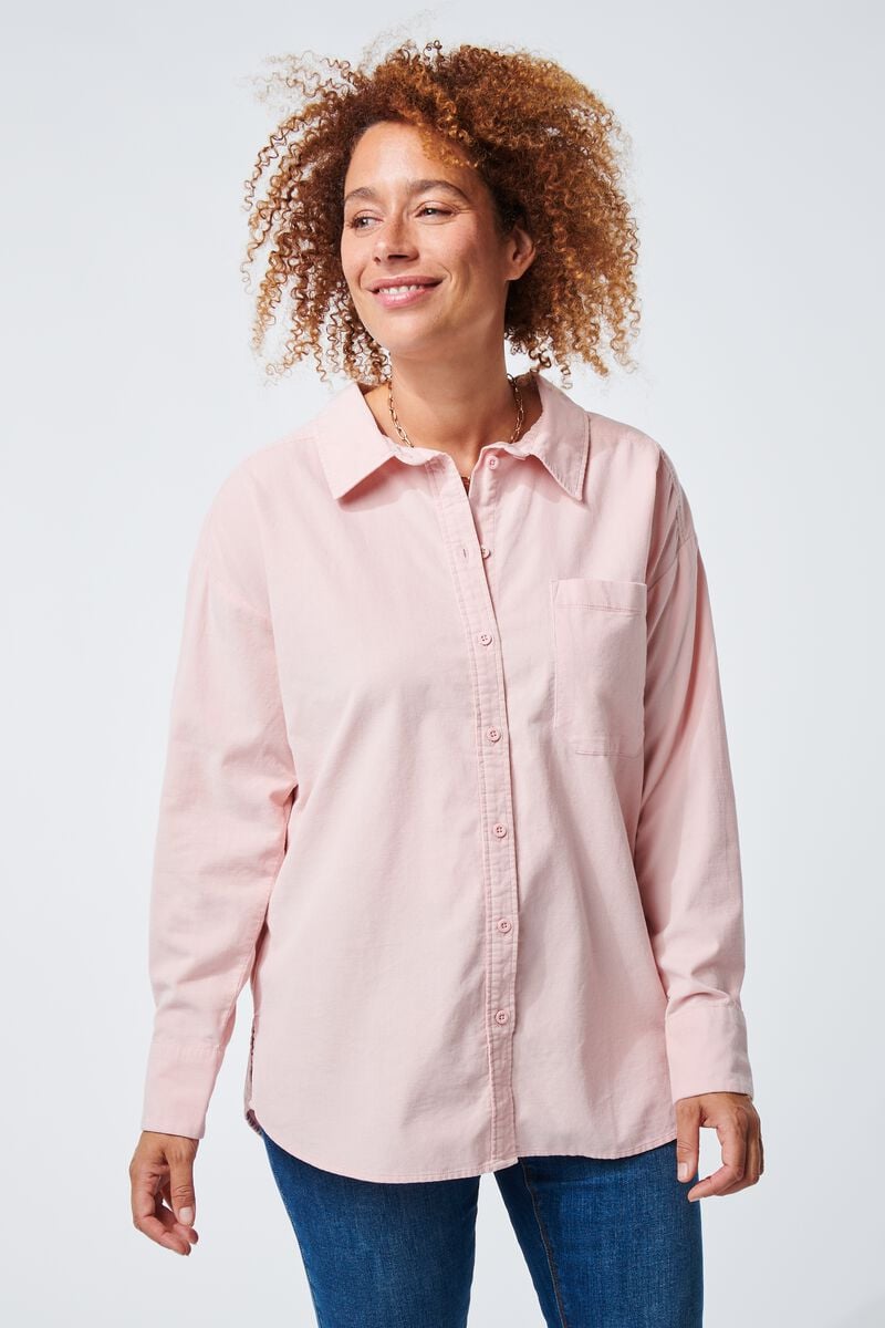 dames blouse corduroy rib roze - HEMA
