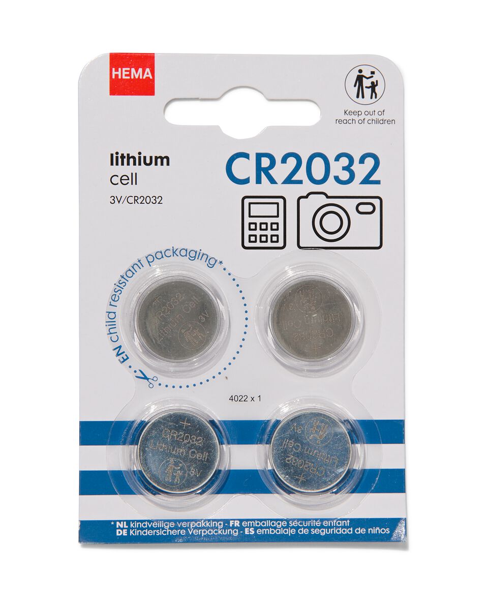 Geval mate kruis CR2032 lithium batterijen - 4 stuks - HEMA