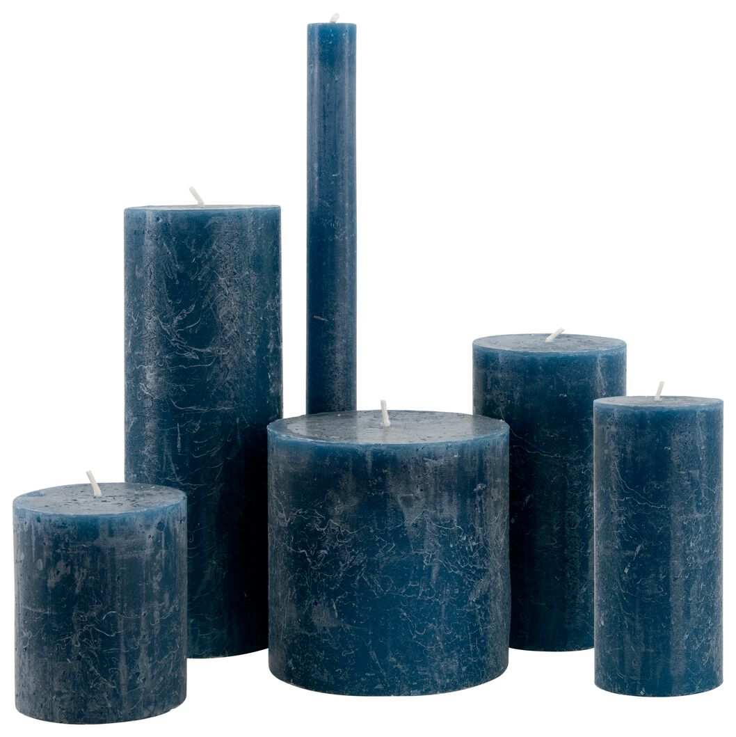 rustieke kaarsen blauw - HEMA