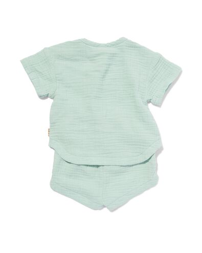 newborn kledingset shirt en short mousseline groen 62 - 33400123 - HEMA