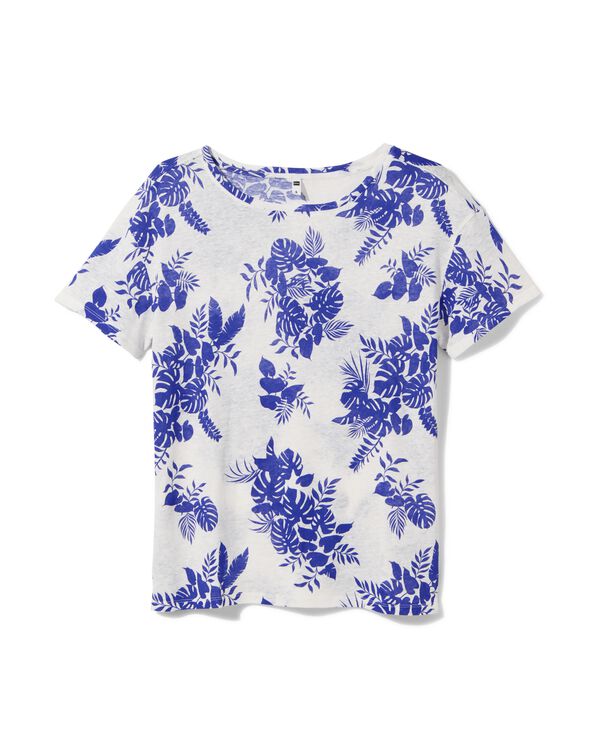 dames t-shirt Evie met linnen blauw blauw - 36264250BLUE - HEMA