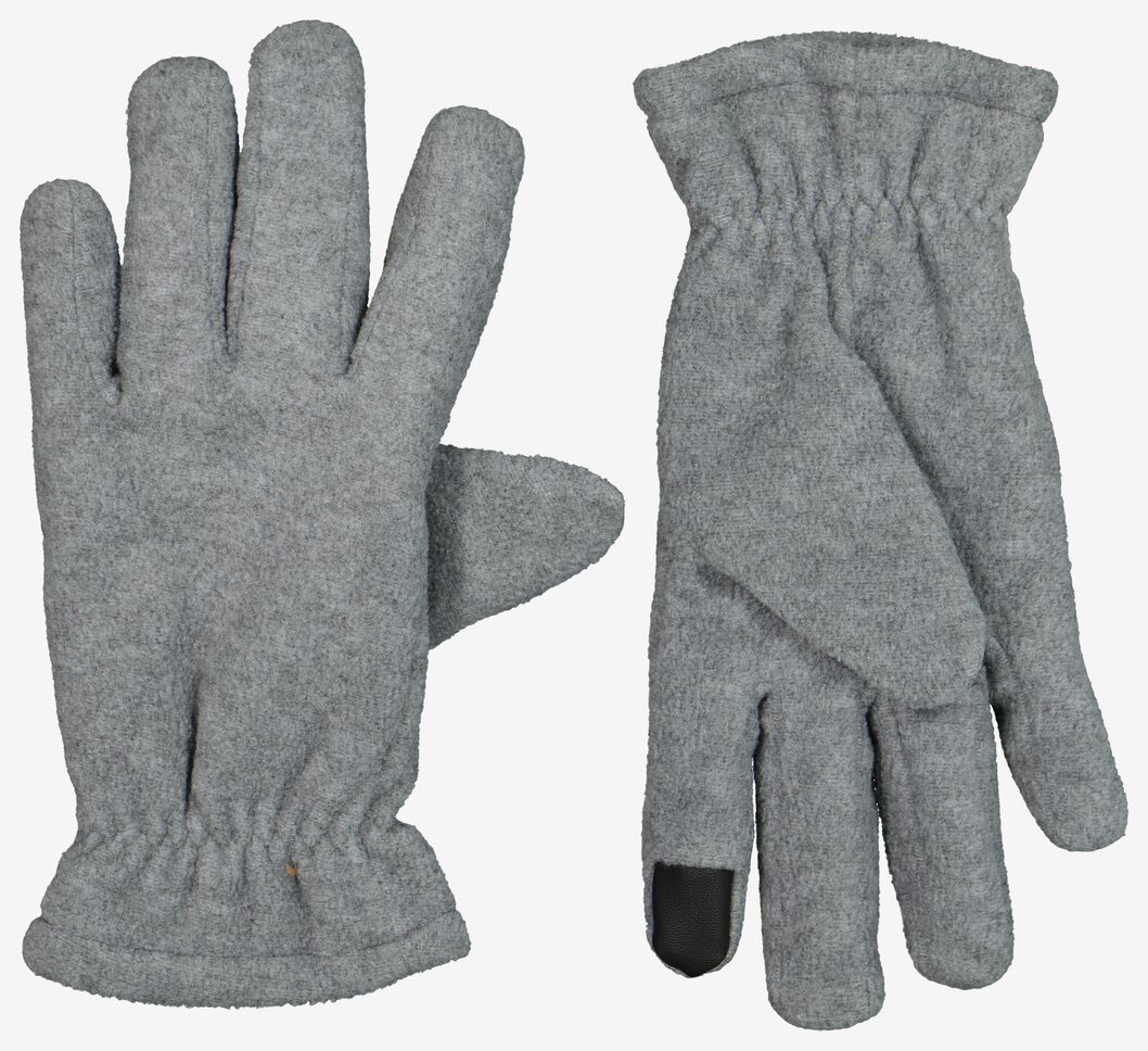 kinderhandschoenen met touchscreen fleece grijsmelange - HEMA