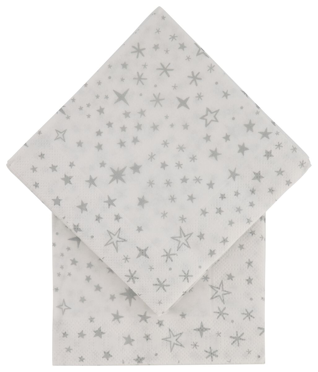 servetten papier 24x24 zilveren sterren - 20 stuks - HEMA