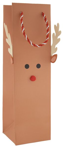 HEMA Wijn Cadeautas Papier 36x10.5x10.5 Rendier | kerst inpakpapier  Aanbieding
