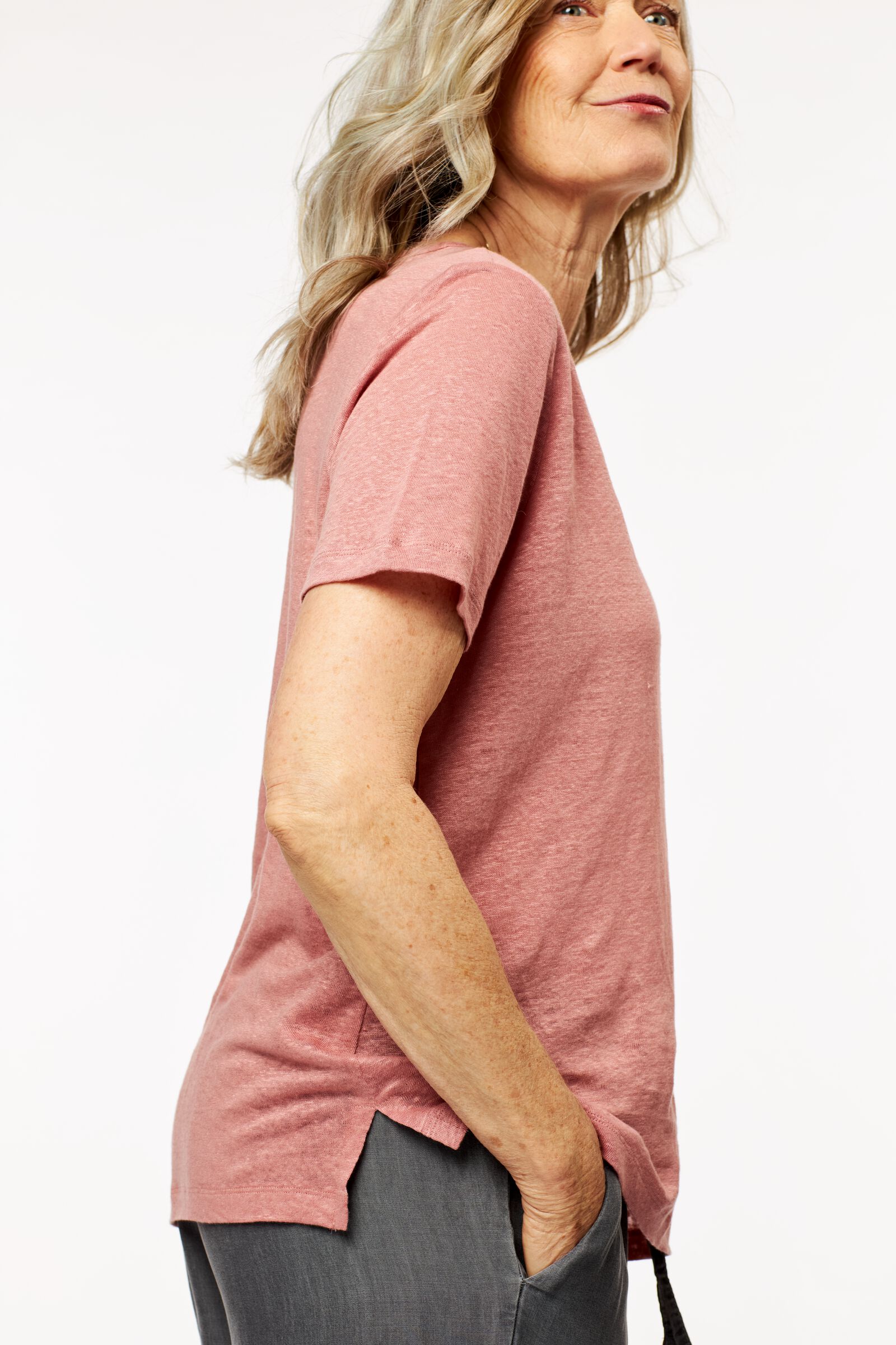 dames t-shirt linnen roze - HEMA