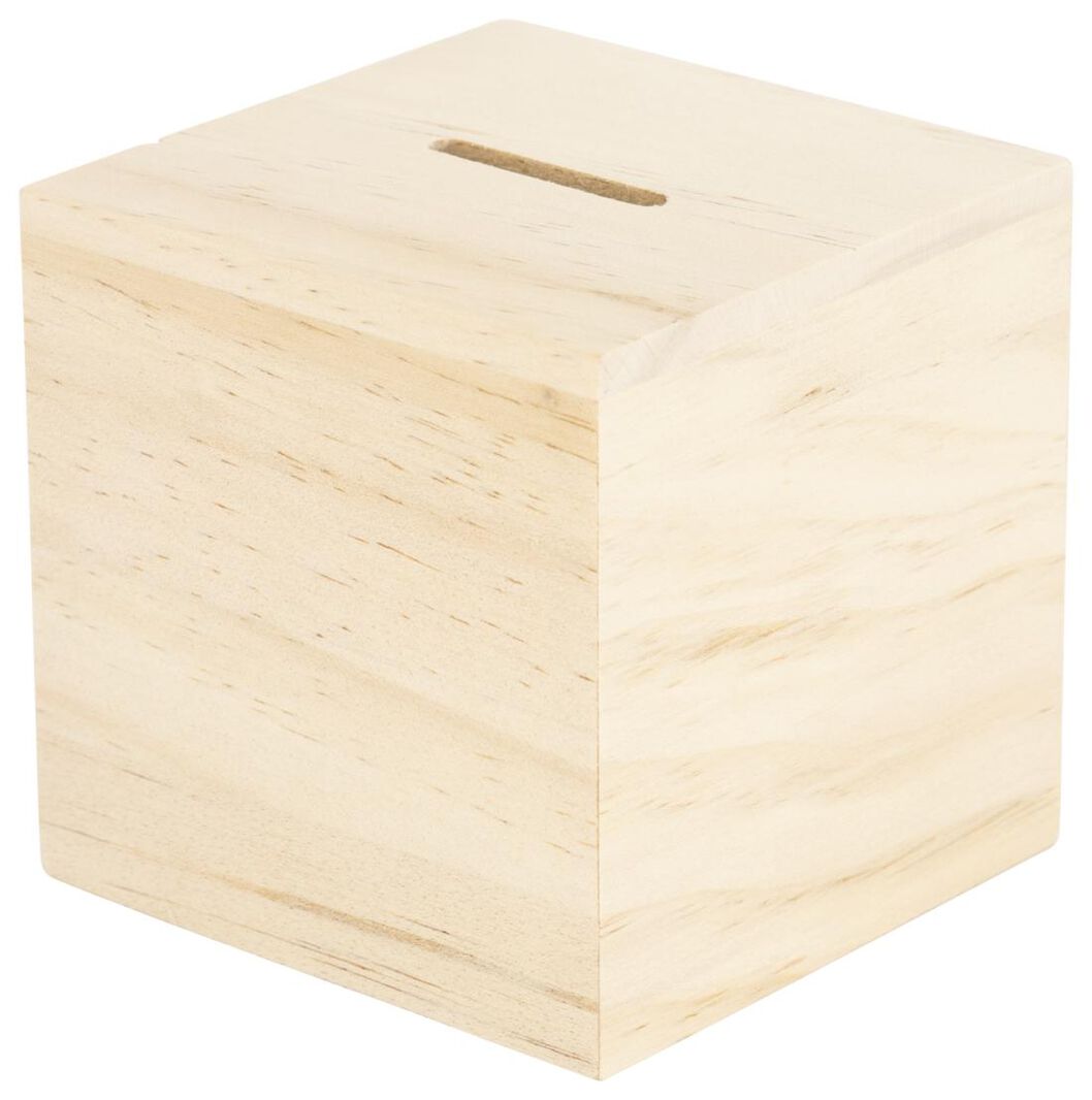 Plaatsen stel je voor Wens spaarpot hout 8.5x8.5 - HEMA