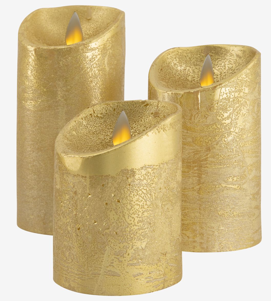 LED wax kaarsen Ø7.5 goud - 3 stuks - HEMA