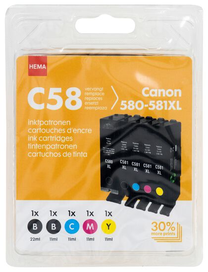 HEMA cartridge C58 voor de Canon 580-581XL zwart/kleur - HEMA
