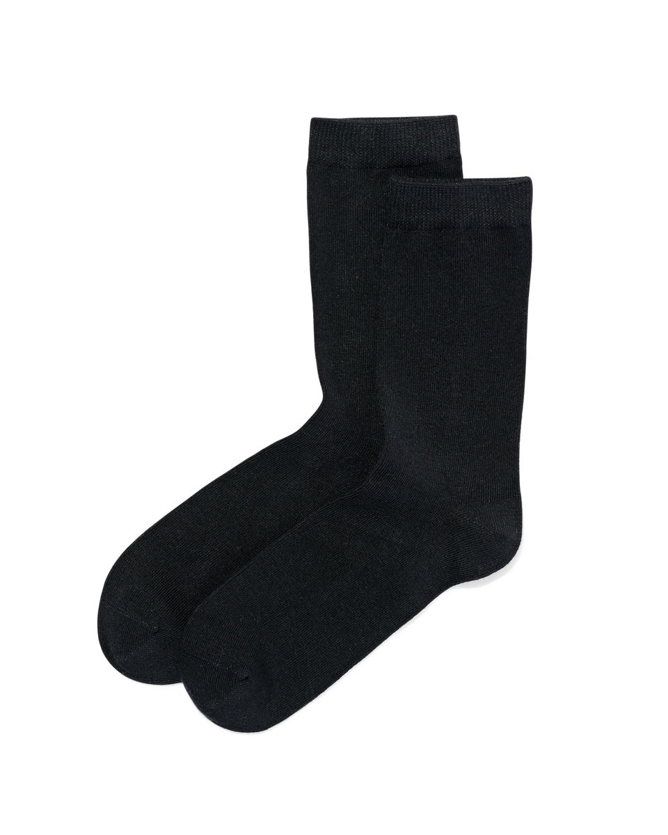 fout Puno rijm dames sokken met bamboe naadloos - 2 paar zwart - HEMA