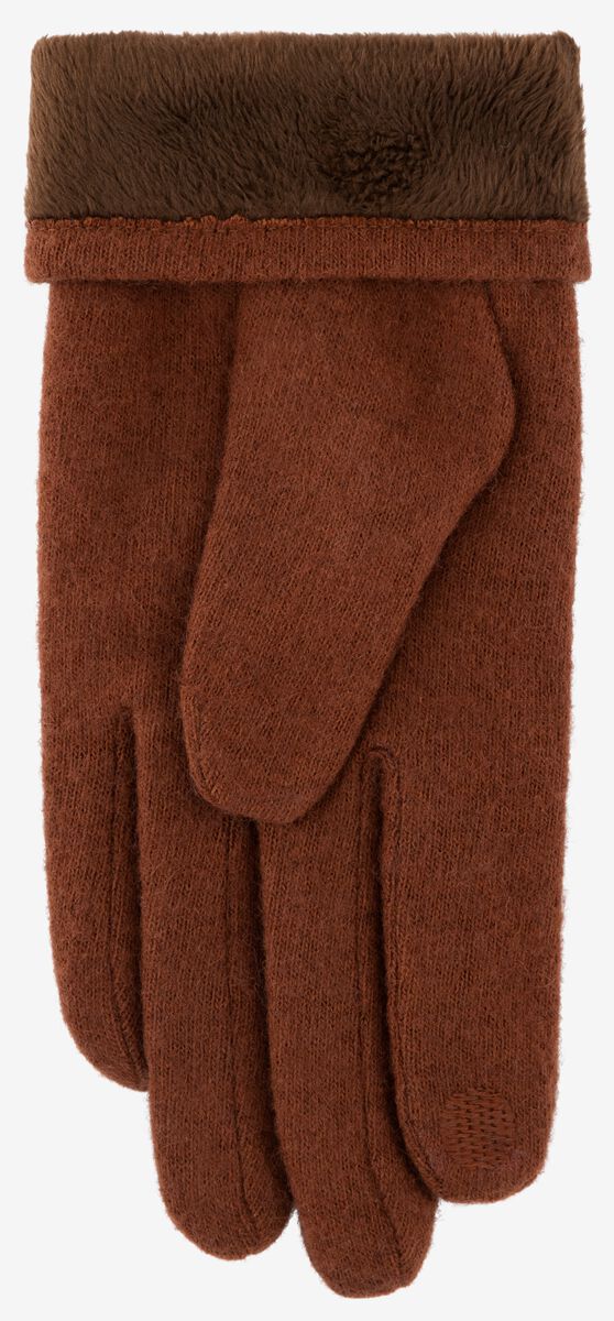 dames handschoenen met wol bruin - HEMA