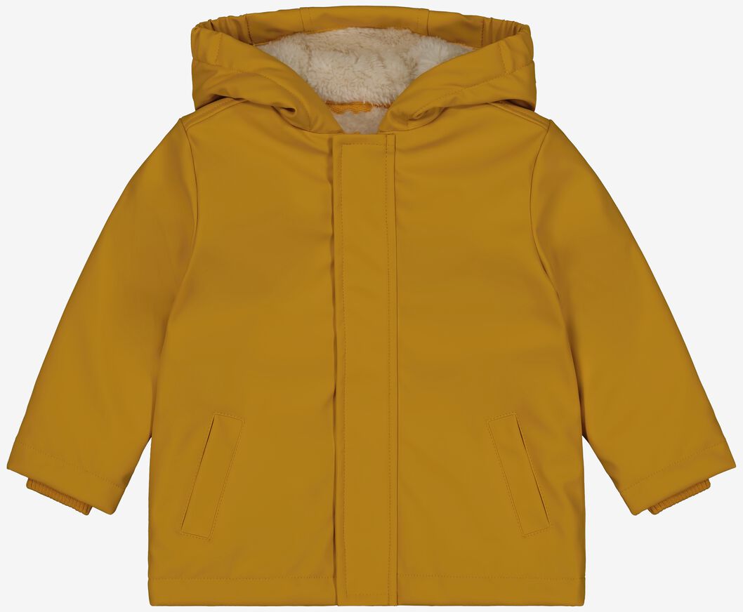 pijp opladen drinken baby jas met rubbercoating en capuchon geel - HEMA