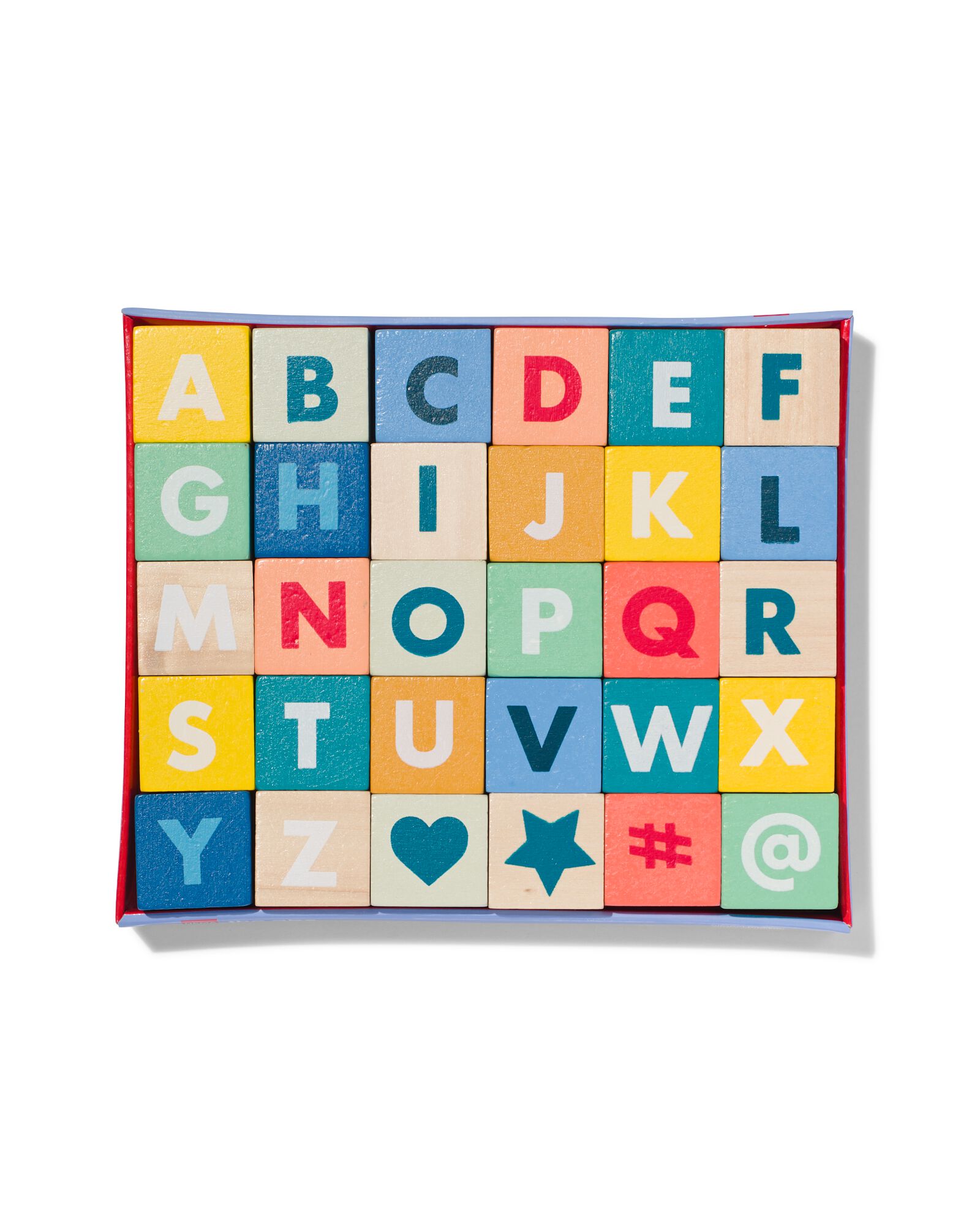 Wonder Klik kiem alfabet blokken hout 3.5x3.5x3.5cm 30-delig - HEMA