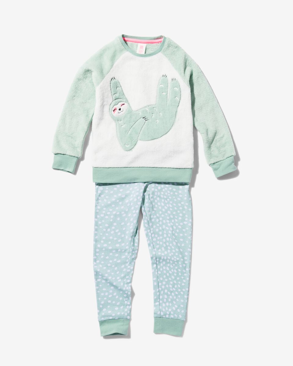 kinder pyjama fleece/katoen luiaard - HEMA