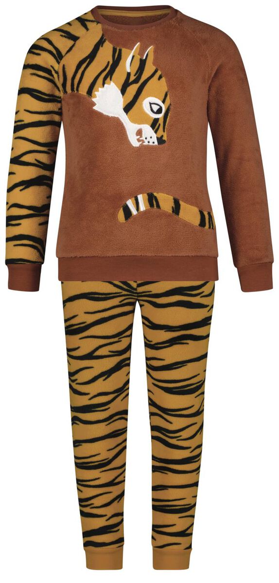 kinder pyjama fleece cheetah bruin - HEMA