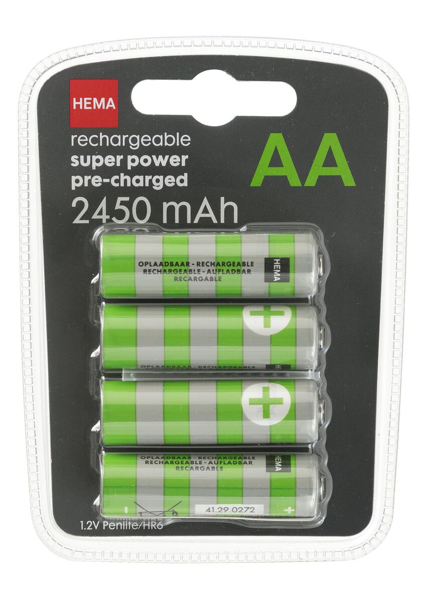 reactie Toestemming banaan oplaadbare AA batterijen 2450mAh plus - 4 stuks - HEMA