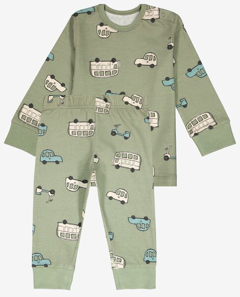 baby pyjama katoen auto groen - HEMA