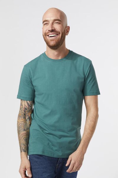 heren t-shirt regular fit o-hals groen - HEMA